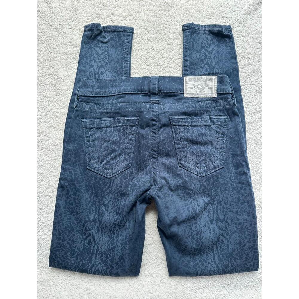 True Religion Halle Skinny Stretch Jeans Snake Print Blue Y2K - Size 27 - Picture 6 of 7